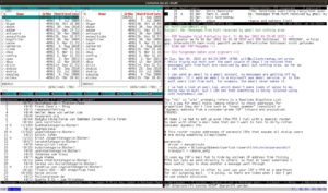 Abbildung 2: Tmux in vollem Einsatz: Verschiedene Konsolen-Tools arbeiten hier in Panels in einem einzigen Terminal.