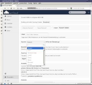 Abbildung 2: Normalen Nutzern stellt die Web-Oberfläche von OwnCloud nur wenige Optionen zum Einstellen bereit.