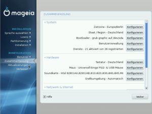 Abbildung 3: Am Ende der Installation zeigt der Mageia-Installer eine Zusammenfassung der Konfiguration.