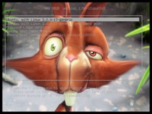 Abbildung 4: Hier fungiert einer der Hauptdarsteller aus dem Film "Big Buck Bunny" der Blender Foundation als Hintergrundbild fürs Bootmenü.