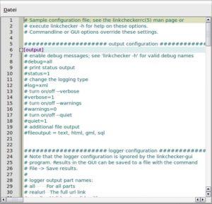 Abbildung 4: Auch einen kleiner Editor für die Konfigurationsdatei hat Linkchecker mit an Bord.
