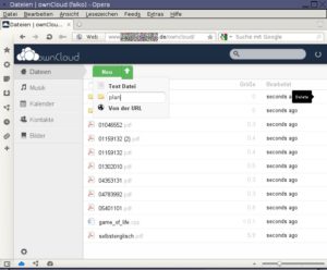 Abbildung 4: Neue Ordner und (Text-)Dateien sind mit OwnCloud meist nur zwei Mausklicks entfernt.