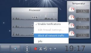 Abbildung 5: Das Gnome-Applet für den Firewalld bettet sich problemlos ins Panel von KDE-Plasma ein.