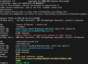 Abbildung 5: Auf der Kommandozeile beherrscht der Linkchecker sogar einen Virenscan.