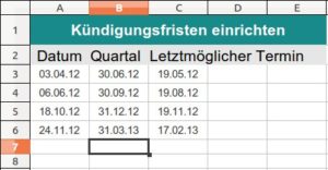 Abbildung 1: Kündigungsfristen sind mitunter eine vertrackte Sache: Mit einer Calc-Formel behalten Sie den Überblick und kündigen zum richtigen Zeitpunkt.