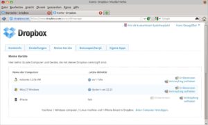 Abbildung 12: Die Dropbox-Webseite verrät auch, welche Geräte Sie eingerichtet haben.
