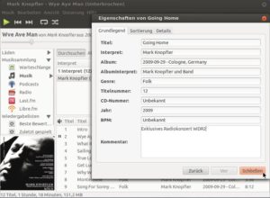 Abbildung 2: Im Audioplayer Rhythmbox ändern Sie über die Eigenschaften eines Songs auch dessen ID3-Tags. Ein Griff zu einem externen Editor ist für einfache Anpassungen also unnötig.