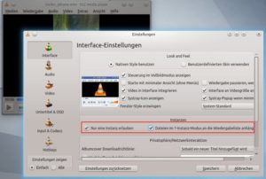 Abbildung 2: Über zwei Mausklicks ändern Sie die Einstellungen von VLC so, dass ein Mausklick Filme in die Warteschlange schickt.