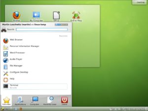 Abbildung 3: Obwohl das System in deutscher Sprache installiert wurde und in YaST 2 Deutsch ausgewählt war, erschien der gesamte Desktop auf Englisch.