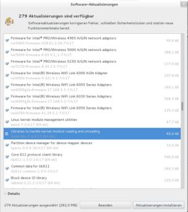 Abbildung 4: Nach dem Login steht das obligatorische Betriebssystem-Update an, das mehrere hundert Megabyte an Daten aus dem Netz herunterlädt.