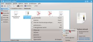Abbildung 4: Das Kontextmenü enthält hier u. a. die Einträge LibreOffice Writer, Okular (Dateibetrachter) und Ark (Archivprogramm) – die Datei wurde also als LibreOffice-Textdokument erkannt. Bei einem Klick auf die Datei öffnet sich automatisch die oberste Anwendung, hier LibreOffice.