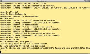 Abbildung 5: Ncat arbeitet bei Bedarf als einfacher Chat-Server.