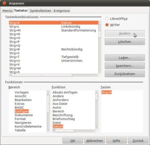 Abbildung 6: In LibreOffice weisen Sie einem Befehl ohne große Umstände eine Tastenkombination zu.