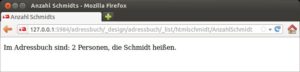 Abbildung 6: Die HTML-Seite präsentiert das Ergebnis der Abfrage.