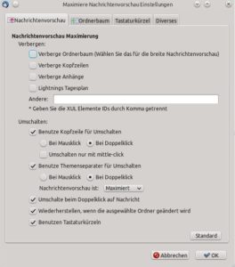 Abbildung 7: Auf welche Mausklicks eine E-Mail beim Vergrößern reagiert und welchen Bereich der grafischen Oberfläche sie abdeckt, regeln Sie in den Einstellungen.