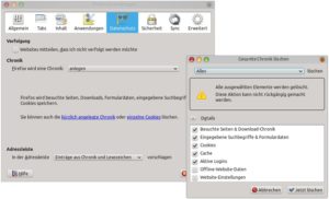 Abbildung 7: Über die Datenschutzeinstellungen können Sie Firefox auch auffordern, alles zu vergessen: Besuchte Webseiten, Passwörter, Cookies und Suchanfragen.