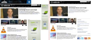 Abbildung 8: Zweimal die Webseite "golem.de": links normal, rechts mit aktivierter Erweiterung "Adblock Plus".
