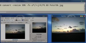 Abbildung 8: Convert lässt auch das Anwenden von komplexen Filtern zu, die ihre mathematische Natur in ImageMagick schonungsloser offenbaren als etwa in Gimp.