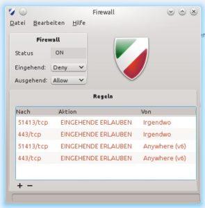 Abbildung 9: Die in Kubuntu eingebaute Firewall "ufw" lässt sich auch mit Hilfe der grafischen Oberfläche "gufw" bedienen.