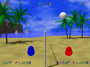 In Blobby Volley 2 stehen sich zwei außerirdische Gummibärchen gegenüber.