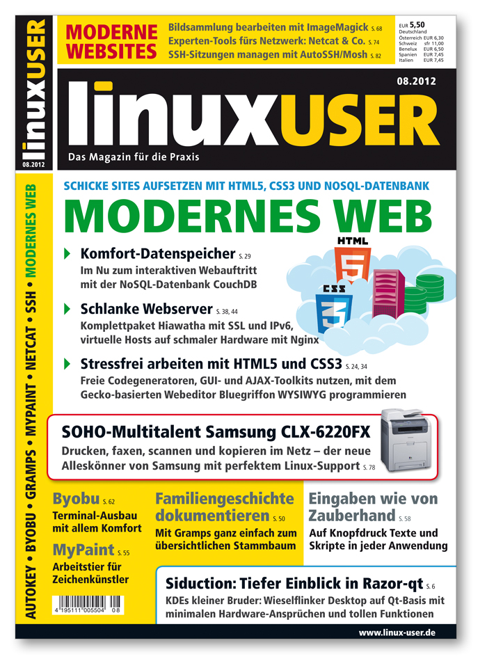 Heftcover LinuxUser 08/2012