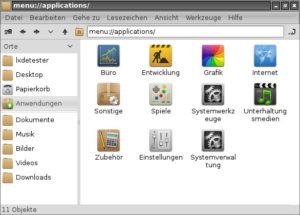 Abbildung 2: Ein Anwendungsmenü hat PCManFM ebenfalls an Bord.