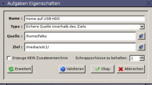 Abbildung 2: Aufgaben für einfache Backups haben Sie schnell angelegt.