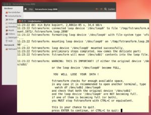Abbildung 2: Hat das Skript die zu konvertierende Partition einhängt, öffnet Ubuntu in der Regel automatisch den Dateimanager. Diesen schließen Sie sofort wieder.