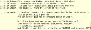 Abbildung 3: Fstransform schafft es nicht, die zu konvertierende Partition <code srcset=