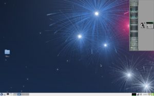 Abbildung 4: Unbrauchbares Konglomerat: Gkrellm lässt sich nicht flach legen und bläht das Openbox-Dock zu ungeahnter Breite auf.
