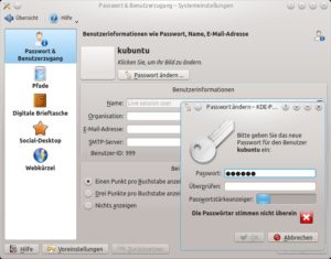 Abbildung 7: Unter KDE zeigt der Passwortstärkeanzeiger, wie sicher das eingegebene Passwort ist.