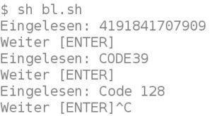 Abbildung 8: Der Ablauf des Shell-Skripts mit Zbarcam.
