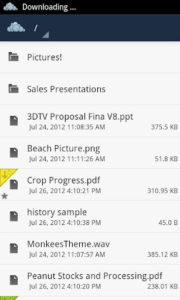 Die Android-App beim Herunterladen von Dateien von Owncloud.