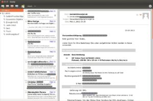 Abbildung 2: Geary bietet seiner dreigeteilten Oberfläche einen Überblick über die Ordner, Mails in diesem und den Inhalt einer Nachricht.