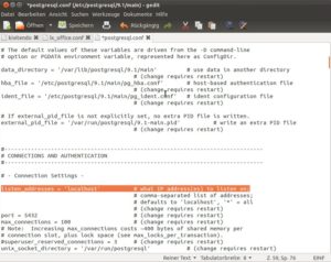 Abbildung 2: In der PostgreSQL-Konfiguration müssen Sie die passende(n) TCP/IP-Verbindung(en) aktivieren.