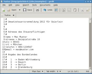 Abbildung 3: Über eine Textvorlage melden Sie die Daten zur Umsatzsteuer über die Kommandozeilenvariante von Geierlein.