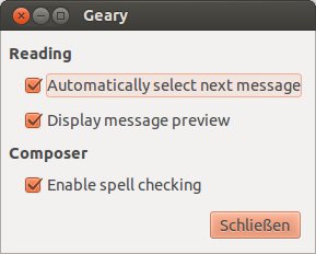 Abbildung 3: Derzeit stehen in Geary nur wenige Möglichkeiten zum Konfigurieren der Software bereit.