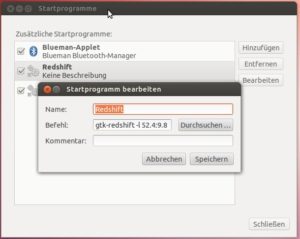 Abbildung 3: Indem Sie Redshift automatisch beim Systemstart ausführen lassen, können Sie auf manuelle Starts verzichten.