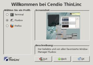Abbildung 4: Qual der Wahl: Profile beim Start einer Session.