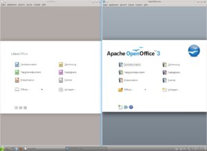 Abbildung 1: Gemeinsame Abstammung, aber seit zwei Jahren getrennte Entwicklung: LibreOffice vs. Apache OpenOffice.
