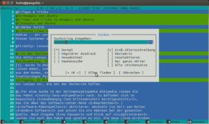 Abbildung 1: "mcedit" bietet eine äußerst umfangreiche Suchfunktion. Im durch <code srcset=