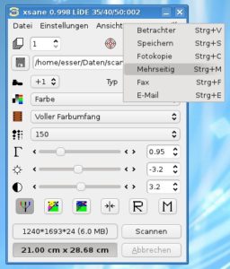 Abbildung 1: Mit XSane kann man auch mehrseitige Dokumente in eine einzige PDF-Datei scannen.