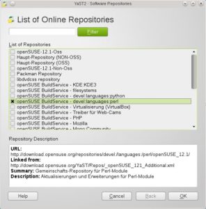 Abbildung 1: Opensuse bietet ein eigenes Perl-Repository.