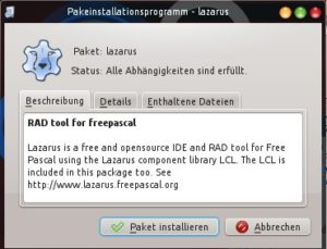 Abbildung 1: Aktuelle DEB-Pakete von Lazarus 1.0 lassen wie hier unter Kubuntu über das Paketmanagent einspielen.