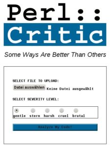 Abbildung 1: Der Perl::Critic-Webservice liefert nach dem Hochladen des zu prüfenden Codes sofort Ergebnisse.