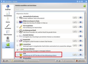 Abbildung 1: Die Kopete-Installation enthält bereits ein OTR-Plug-in.