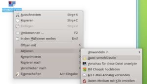 Abbildung 1: Über das Kontextmenü im Dateimanager Dolphin verschlüsseln Sie nach dem Einrichten von KGpg Dateien und Ordner.