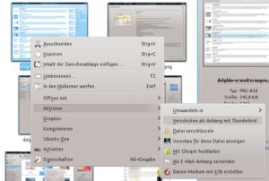 Abbildung 15: Dank der Thunderbird-Erweiterung verschickt Dolphin Dateien auch als Anhang via Thunderbird und nicht nur mit KMail.
