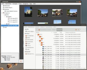 Abbildung 2: Ein Blick in den Dateimanager zeigt: Was Shotwell in der linken Leiste unterhalb von "Ereignisse" chronologisch sortiert, taucht im vorher definierten Ordner für die Bibliothek ("~/Bilder/Shotwell") auf.