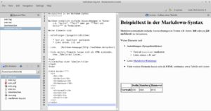 Abbildung 2: Wenn Sie Markdown-Texte in Enki eingeben und editieren, haben Sie die Möglichkeit, das Ergebnis sofort in der Vorschau rechts anzuschauen.